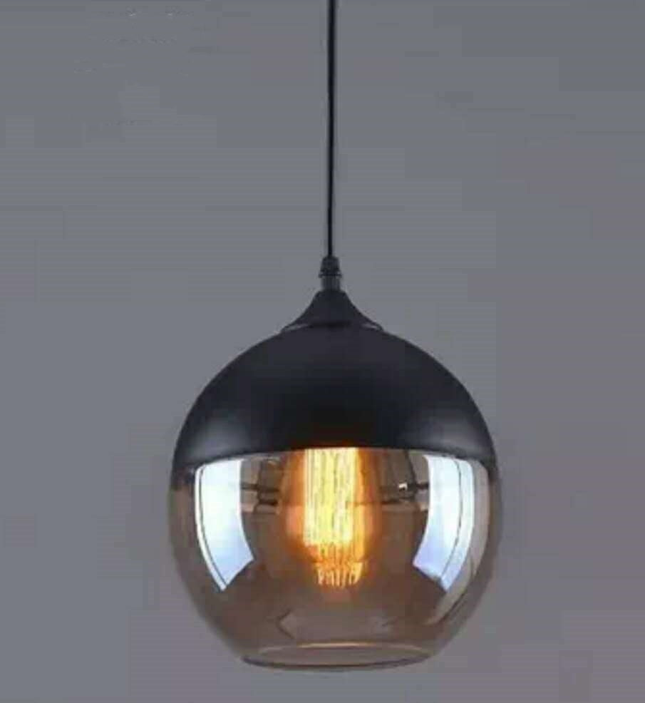 Industrial glass chandelier with metal frame