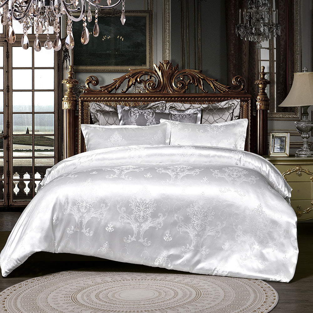 Luxury jacquard bedding set with intricate patterns