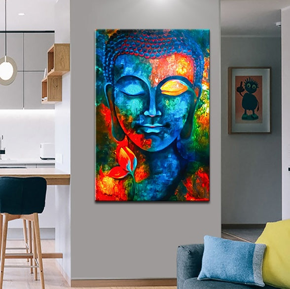 Elegant Buddha portrait on canvas for interior decoration