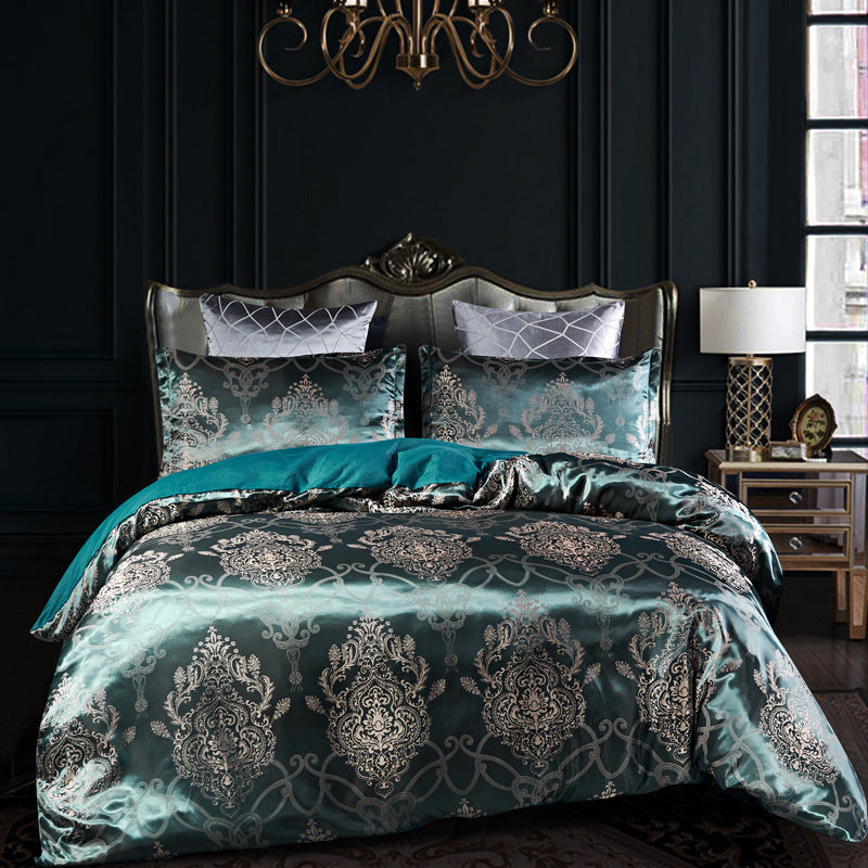 Luxury jacquard bedding set with intricate patterns