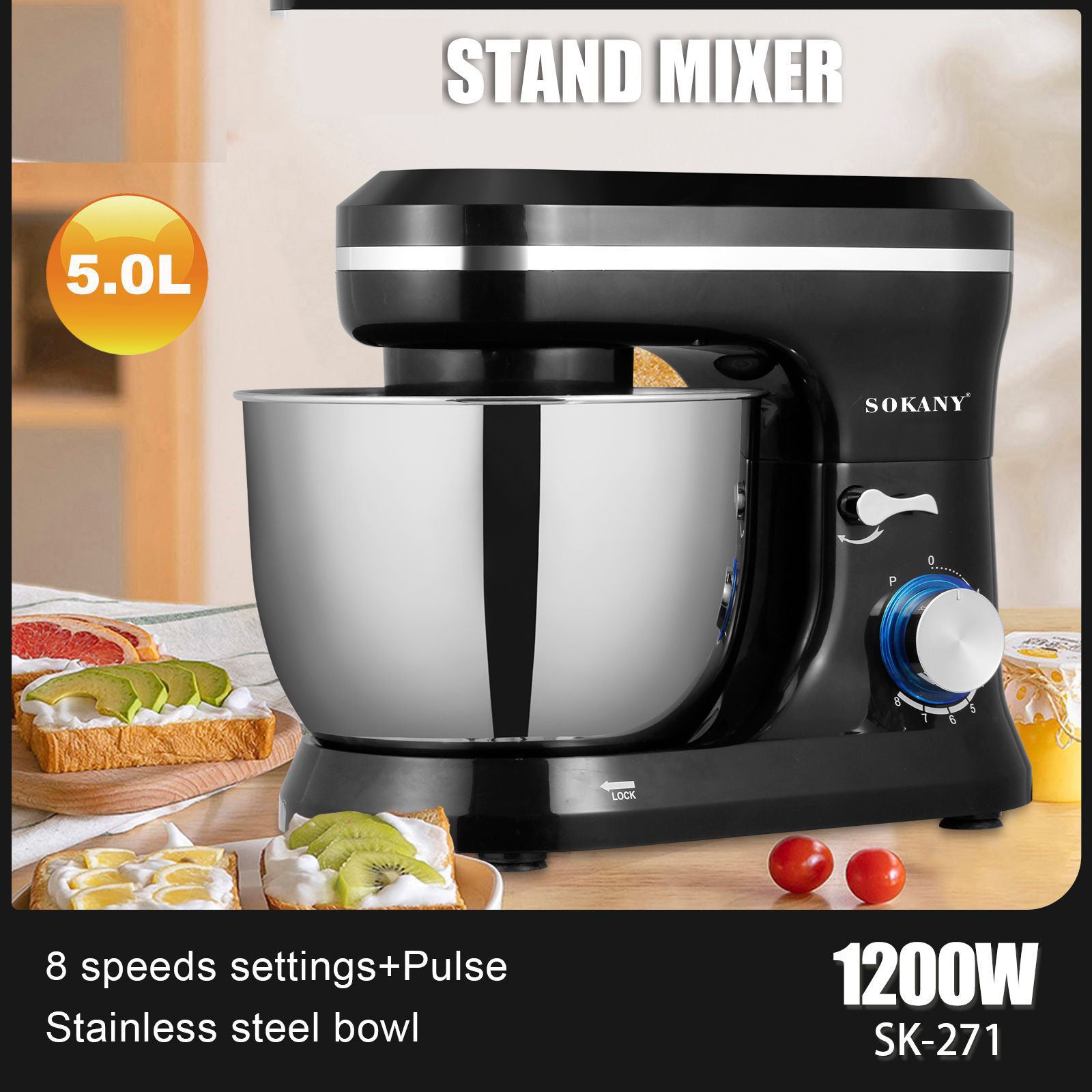 Professional stand mixer for cream and egg beating