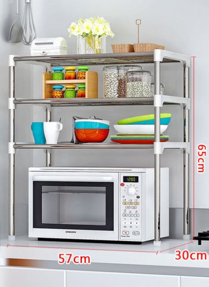 Microwave shelf rack with spice organizer for kitchen