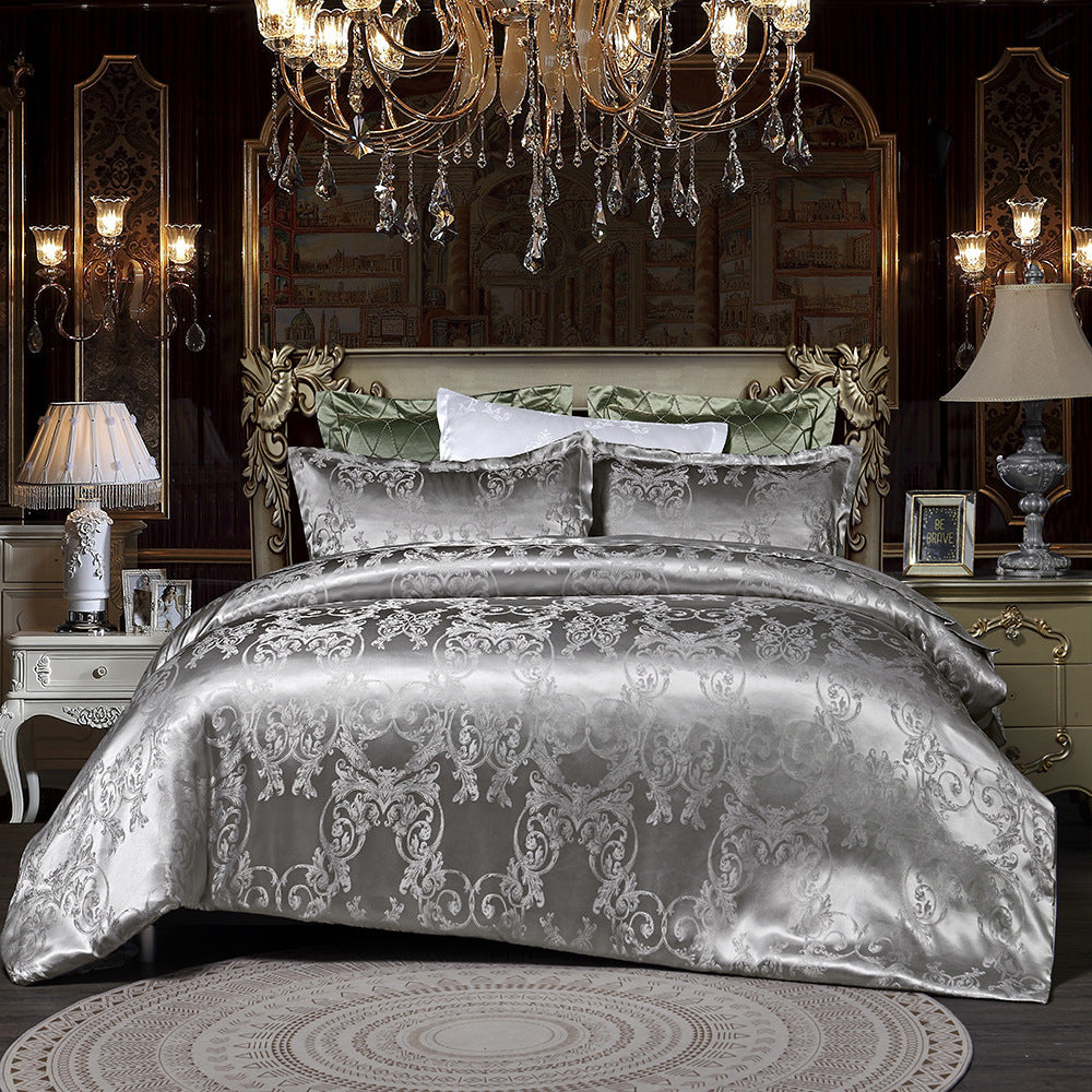 Luxury jacquard bedding set with intricate patterns