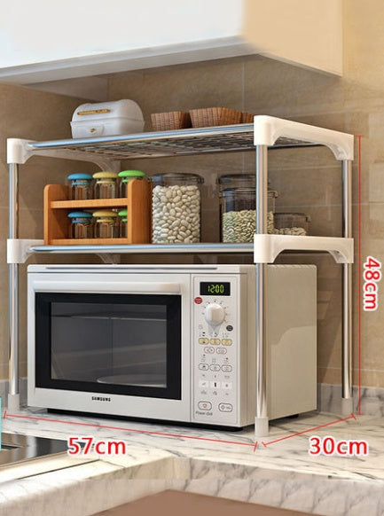 Microwave shelf rack with spice organizer for kitchen