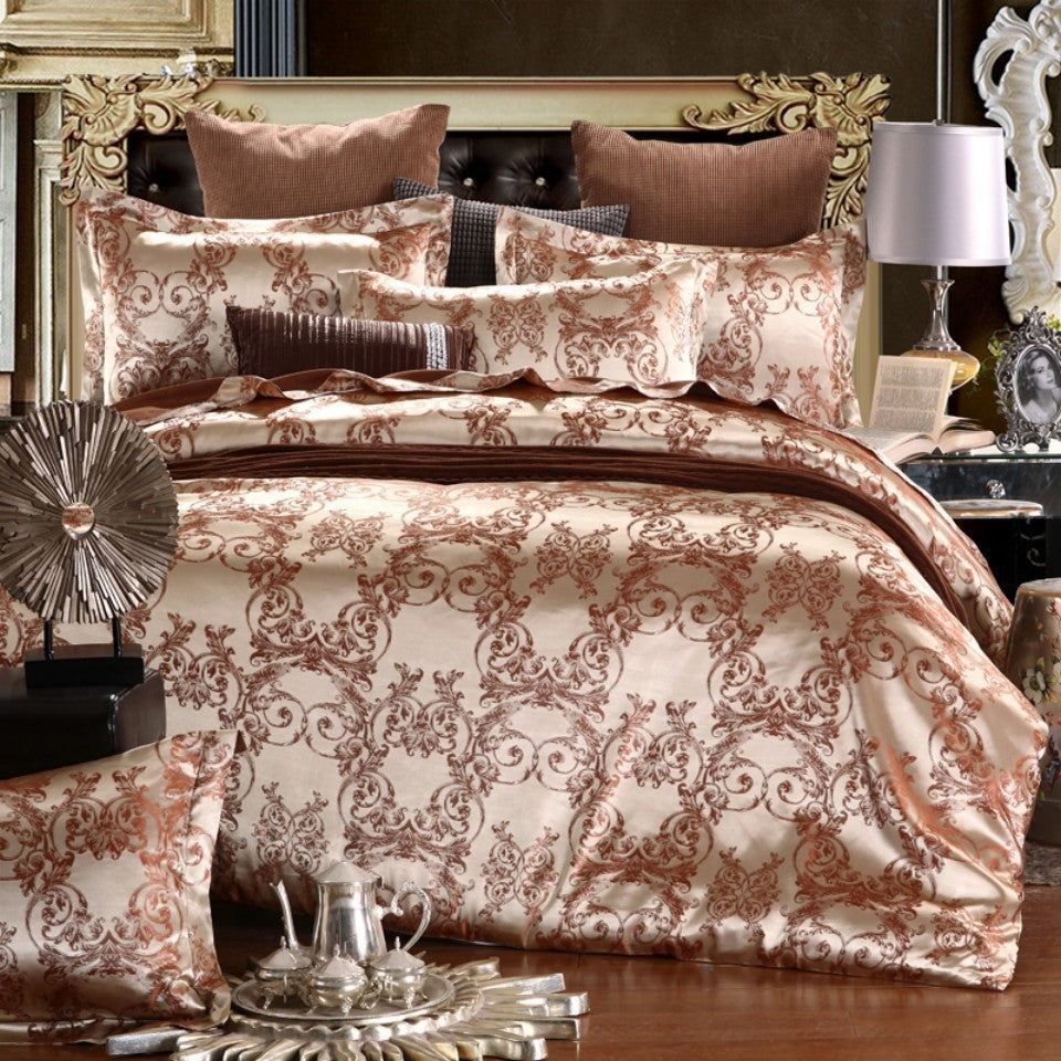 Luxury jacquard bedding set with intricate patterns