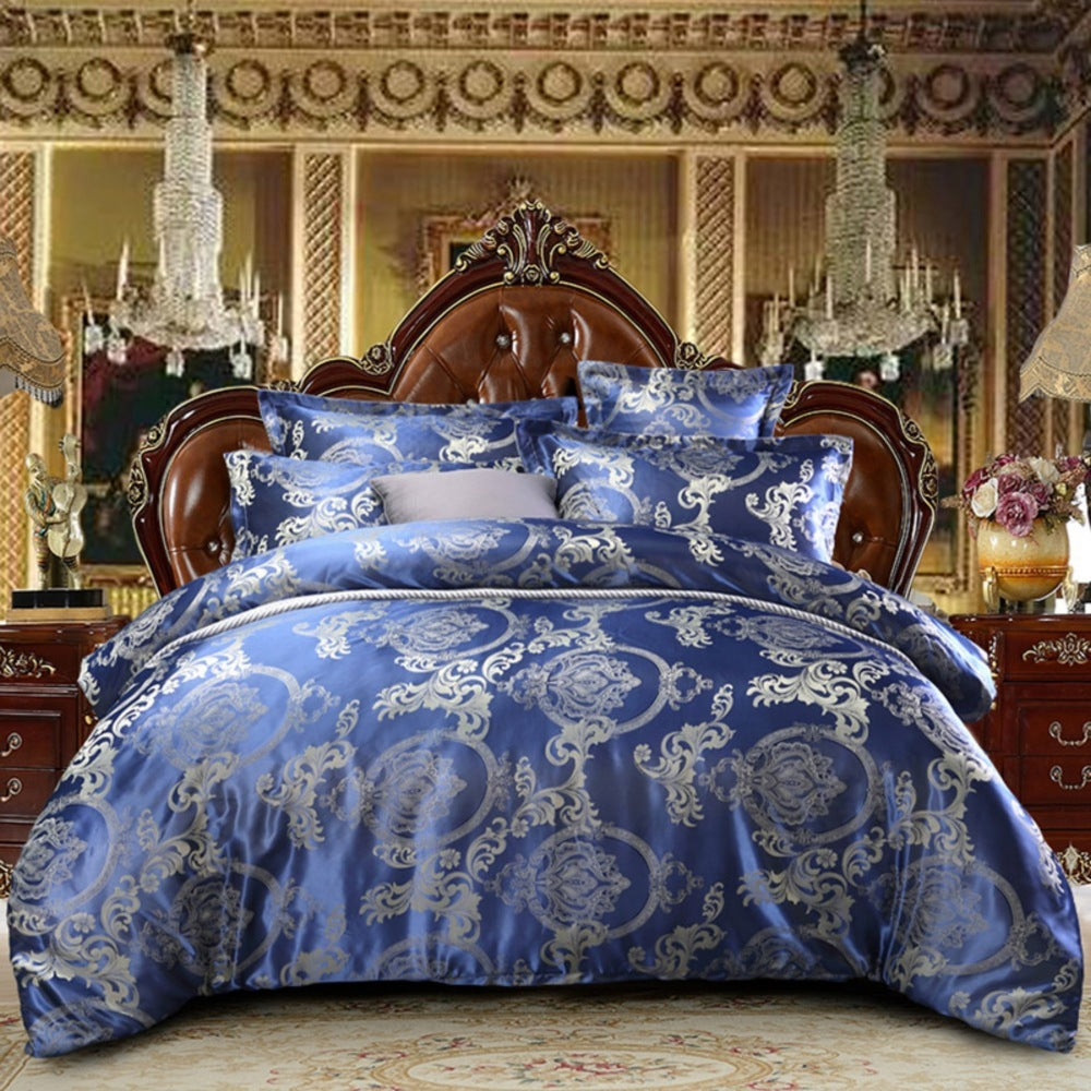 Luxury jacquard bedding set with intricate patterns