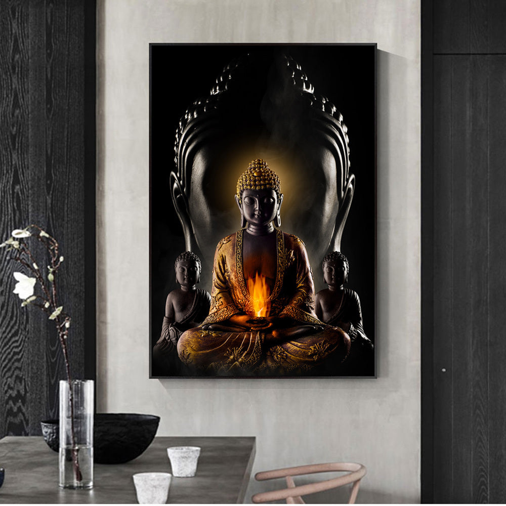 Elegant Buddha portrait on canvas for interior decoration