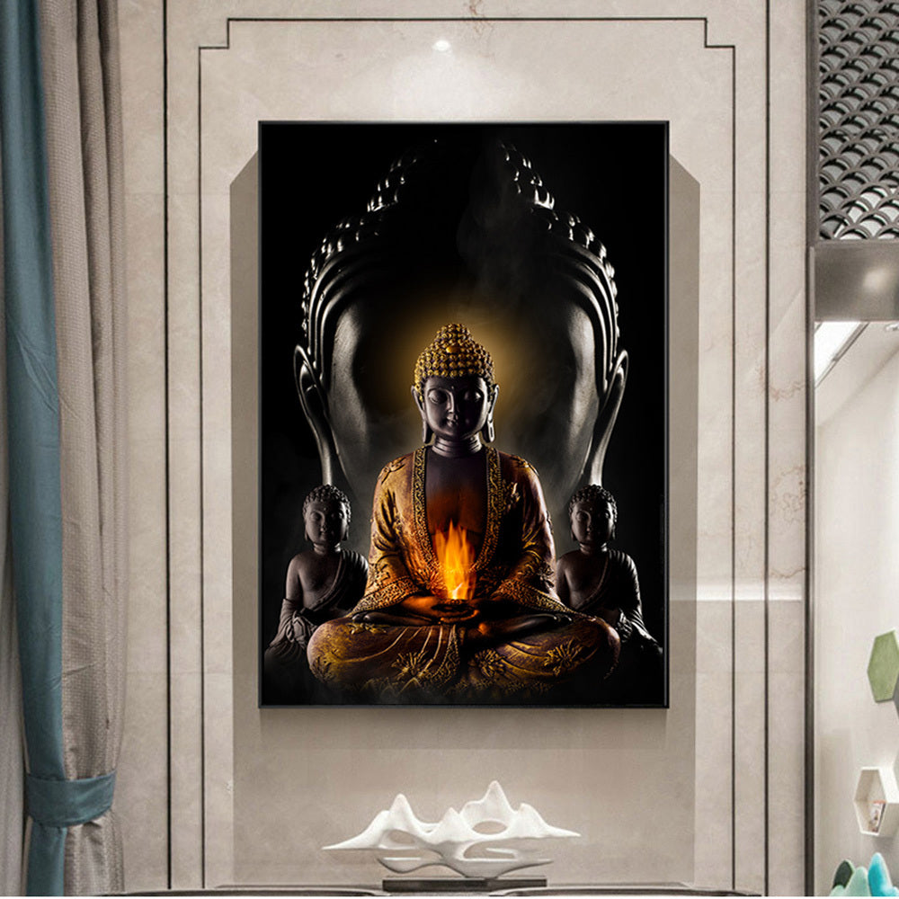 Elegant Buddha portrait on canvas for interior decoration