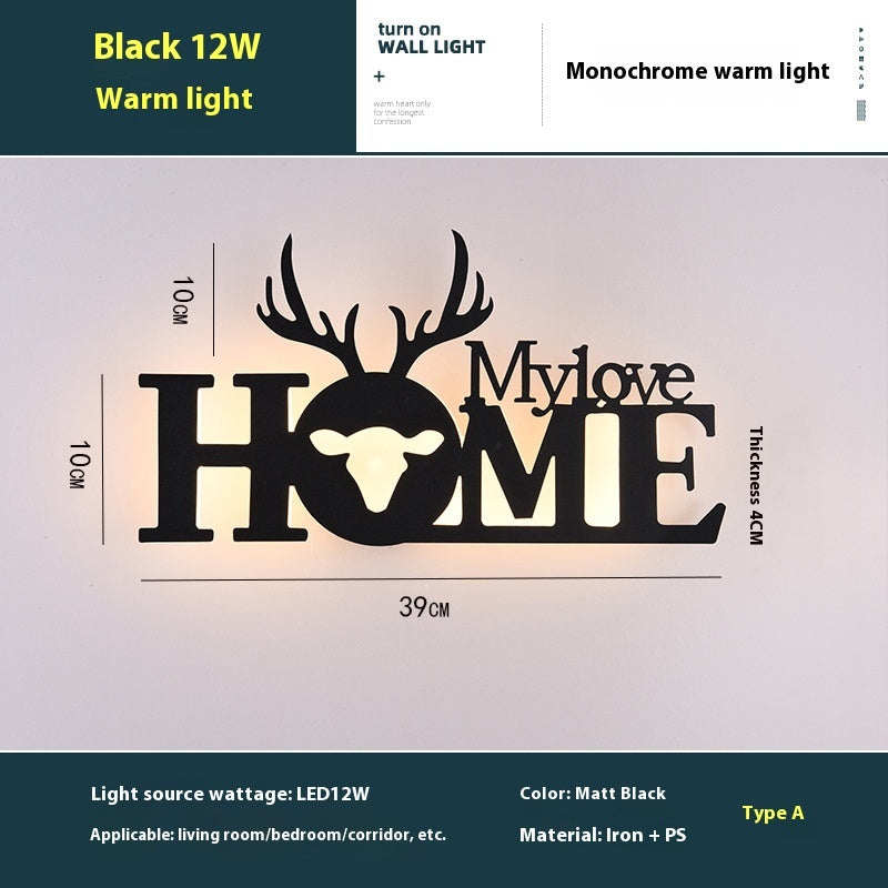 LED English letter wall lamp for creative decor