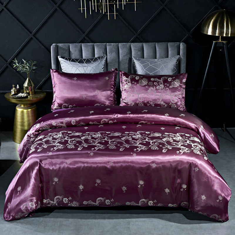 Luxury jacquard bedding set with intricate patterns