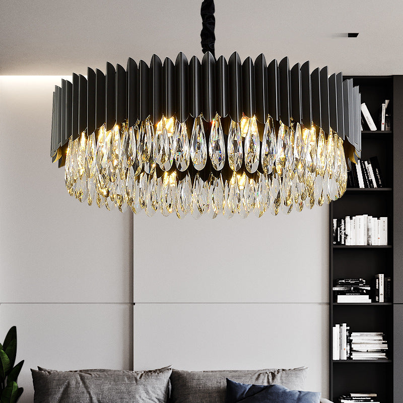 Minimalist black crystal living room lighting fixture