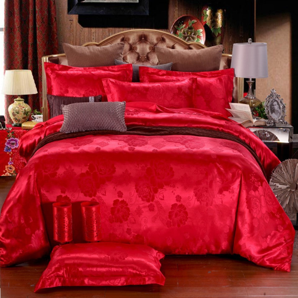 Luxury jacquard bedding set with intricate patterns