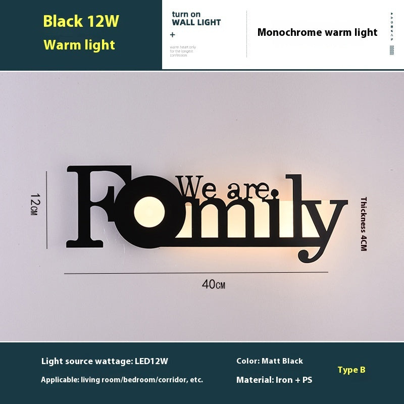 LED English letter wall lamp for creative decor