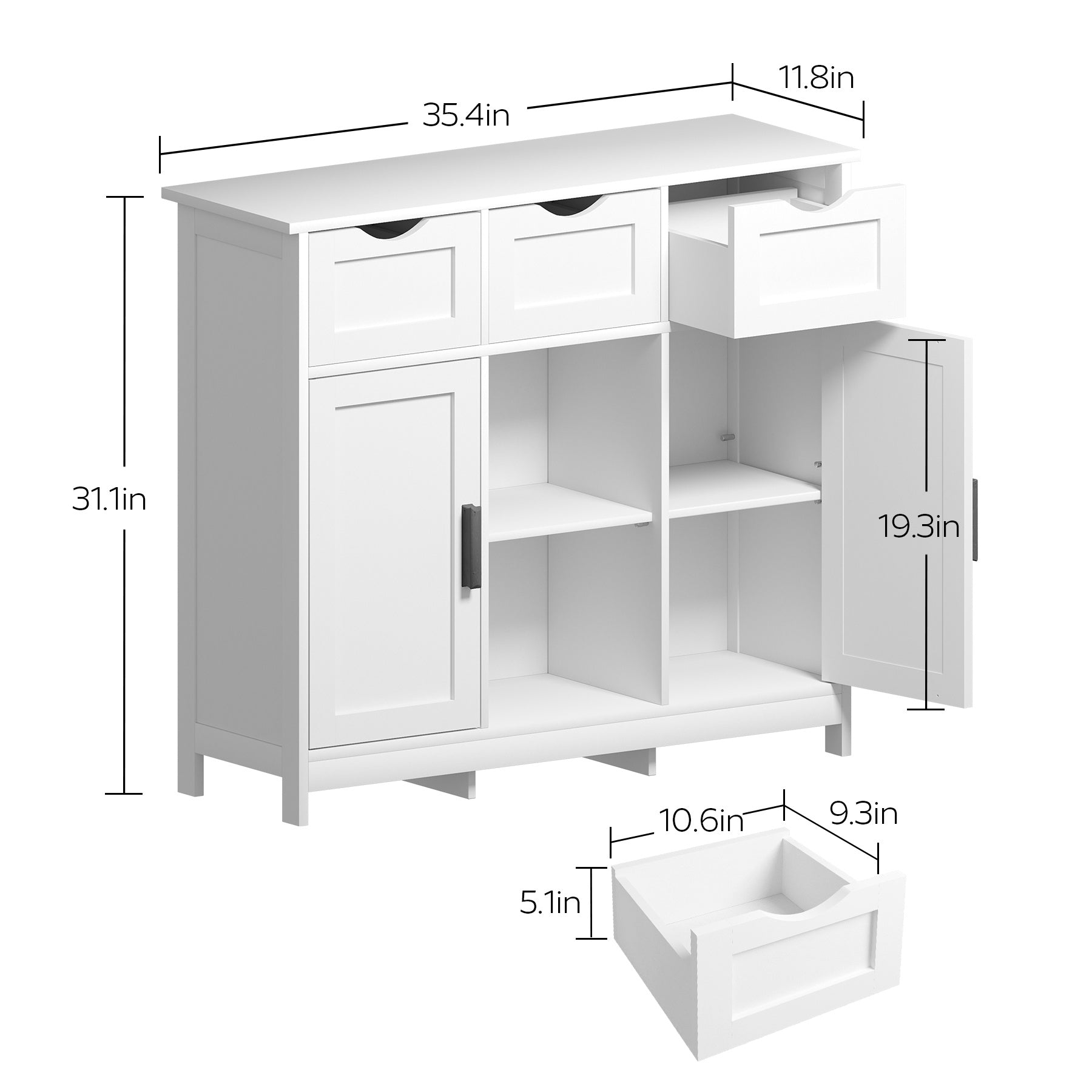 Storage cabinet for living room, bedroom, or bathroom