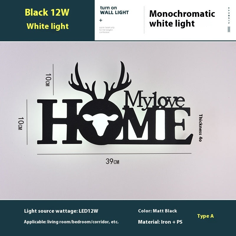 LED English letter wall lamp for creative decor