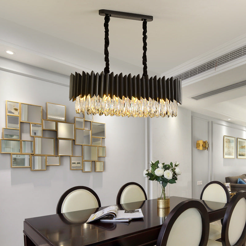 Elegant black crystal ceiling light for living space