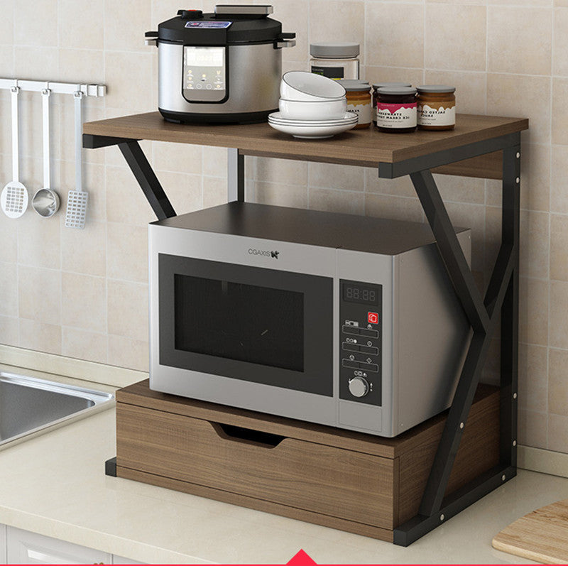 Microwave oven rack shelf for kitchen countertop